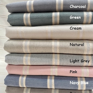 Tessuto a righe jacquard effetto lino, decorazioni per la casa, materiale per tappezzeria per tende, larghezza 140 cm, colore Crema