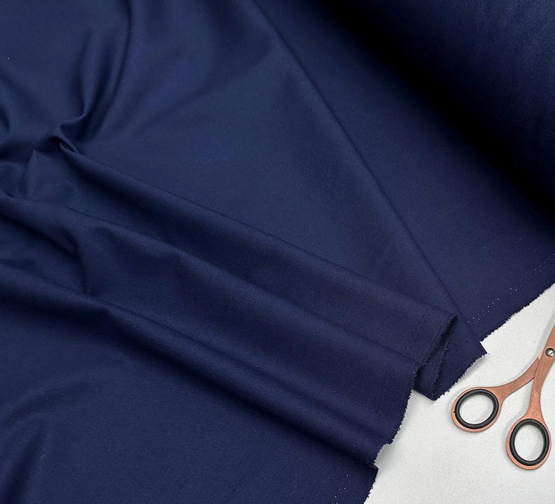 Tela Clásica de Mezcla de Lino y Algodón Ligera para Decoración del Hogar, Ropa de Cama, Ropa, Cortinas – 140 cm de Ancho Navy Blue