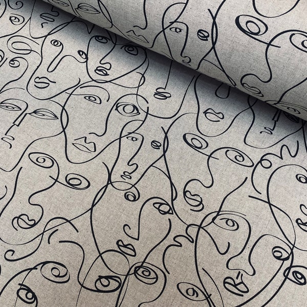 Picasso fait face à un tissu imprimé numériquement ameublement rideau tapisserie d'ameublement couture coton matériel 140 cm de large toile
