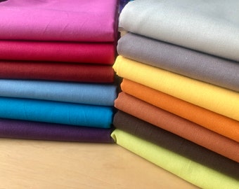 Plain Medium Weight Cotton Fabric For Dressmaking Curtains Light Upholstery Material Mixed Colours - 55"/140cm Wide Canvas