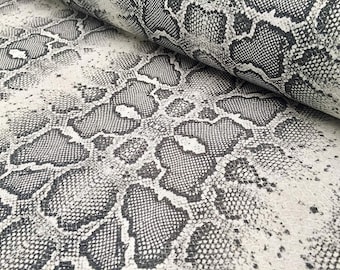 Tela Impresa Piel de Serpiente Gris Digital - Material de Algodón Python para Decoración del Hogar, Cortinas, Material de Tapicería -140 cm