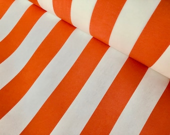 Orange & White Striped DRALON Outdoor Fabric Acrylic Teflon Waterproof Upholstery Material For Cushion Gazebo Beach - 63"/160cm Wide