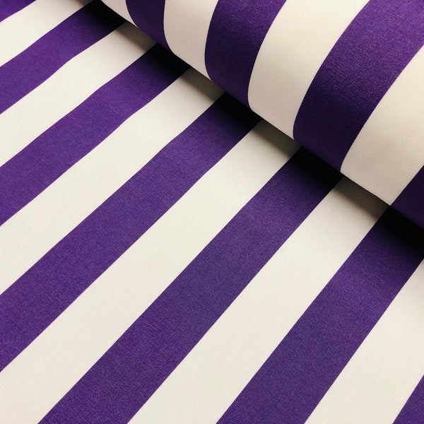 Purple & White Striped DRALON Outdoor Fabric Acrylic Teflon Waterproof Upholstery Material For Cushion Gazebo Beach - 63"/160cm Wide