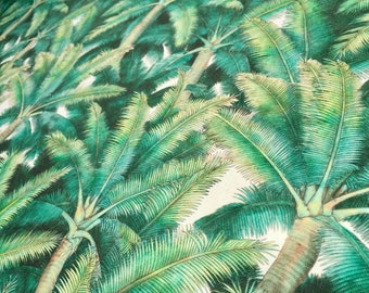 PALMS Palm Fronds Tissu pour arbre à feuilles Feuilles tropicales Coton Matériau pour rideaux, rembourrage, intérieure - Largeur de 136 cm