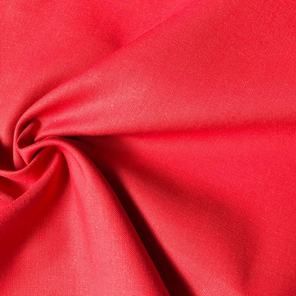 CLEARANCE SALE Plain 60SQ Cotton Fabric Material for Home Decor Curtains  Dressmaking Scrubs - 150cm Wide - Red