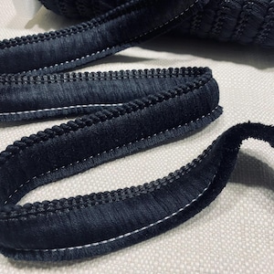 Frangia in Cotone Spazzolato – Passamaneria con Nappe 30mm – Cuscini, Tende, Arredo – Nero #24