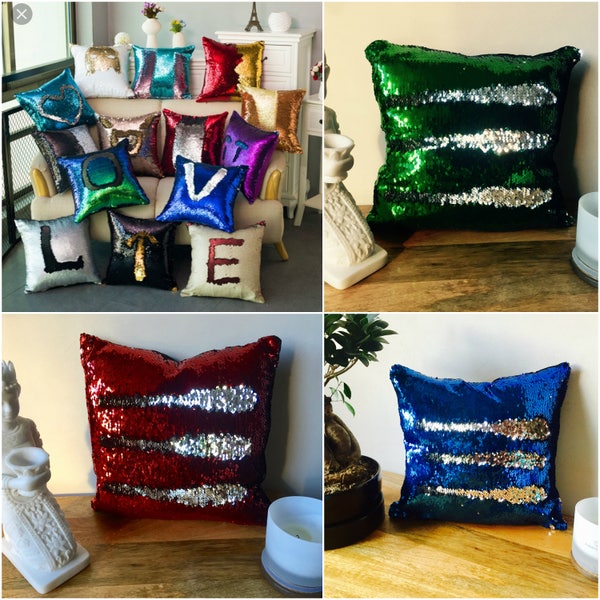 MERMAID SEQUIN Kissenbezug - Kissenbezug Reversierbar Flip Pailletten Sofa 38x38cm