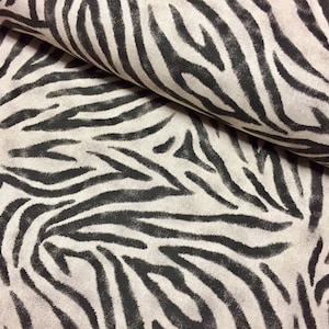 Zebra Black Stripes Animal Print Linen Look Cotton Fabric Furnishing Curtain Upholstery Dressmaking Material 110"/280cm EXTRA Wide