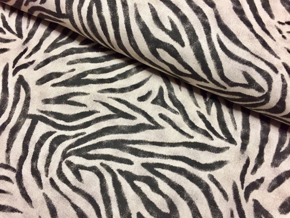 Zebra Black Stripes Animal Print Linen Look Cotton Fabric Furnishing Curtain Upholstery Dressmaking Material 110"/280cm EXTRA Wide