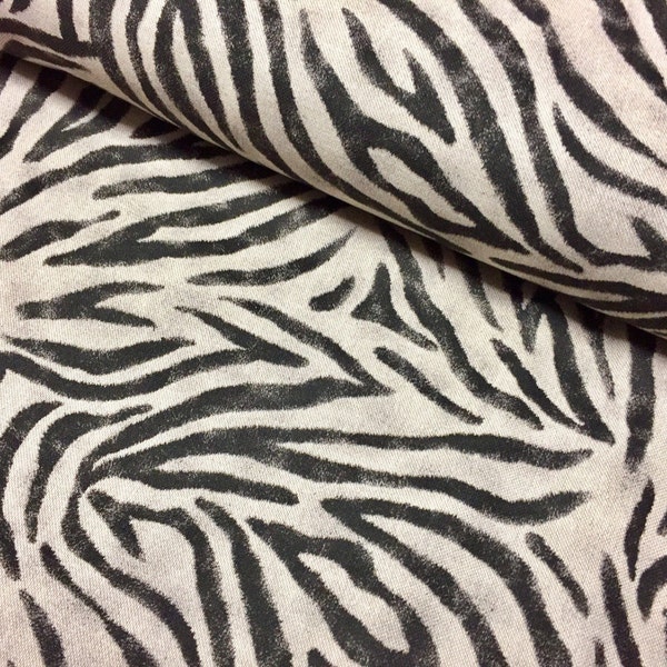 Zebra Rayas Negras Estampado Diseñador Lino Look Algodón Tela Mueble Cortina Tapicería Material de Confección 110 "/ 280cm EXTRA Ancho