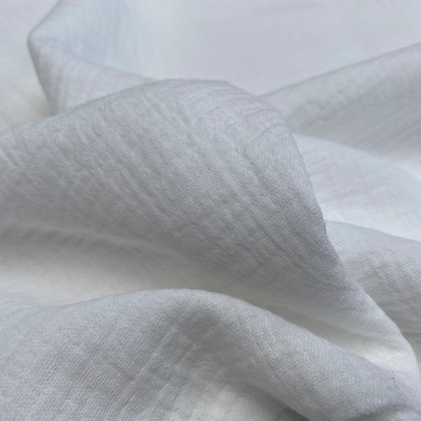 MOULIN BLANC 100% Coton Double Gaze Tissu Rideaux Fine Cheese Baby Cloth Linen Look Event Mariage Textile Bouche Masque - 140 cm de large