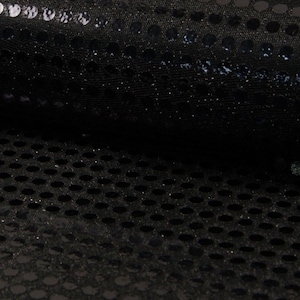 6mm Sparkling Sequin Fabric Material Glitter Sparkle - 6mm sequins - 115cm wide BLACK