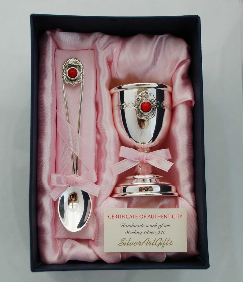Sterling Silver Egg Cup & Spoon SET NEW Christening Gift Etsy