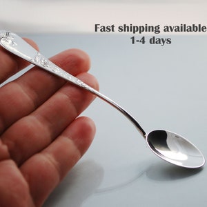 Sterling Silver tea spoon or baby spoon - NEW tiny silver spoon 925, Handmade, carved handle, gift for babies & kids, christening spoon