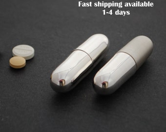 MINI Sterling Silver pill Box - NEW sterling silver - Handmade Pill-shaped box, Pill Case - capsule pillbox