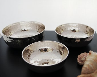 Solid Sterling Silver Hammered bowls, Hammered round bowls, NEW Sterling all handmade
