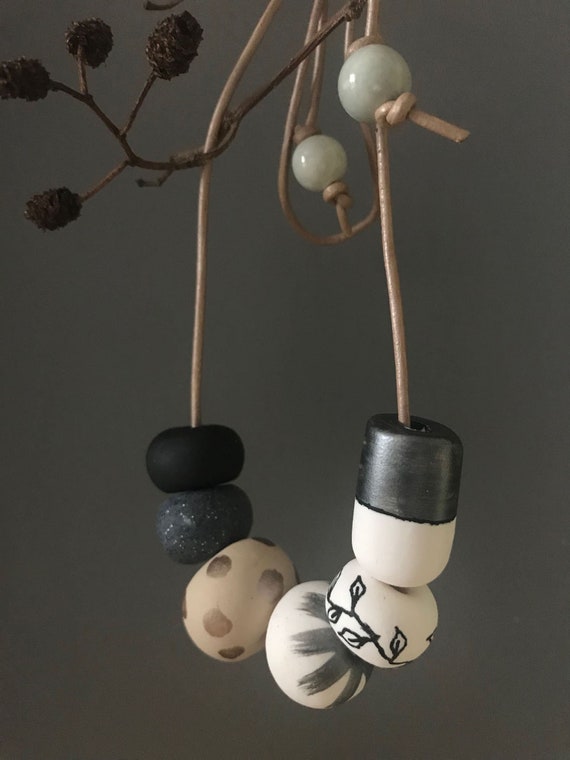 Chunky modern clay necklace