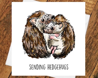 Hedgehog Card Thinking of you lockdown Hedgehug sympathy miss you covid isolation corona hugs missing girlfriend love him her wife husband