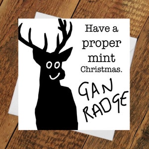 Geordie Christmas Card Stag- Radge Drôle de nord pour lui petite amie frère mam papa mental bezzie fête folle sauvage menthe noël newcastle yule