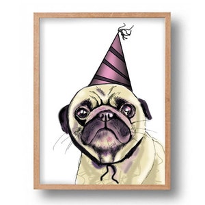 Pug Art Work PUG Art Print, artwork Decor,Wall Art, Poster, Illustration,Drawing, DOG Artwork