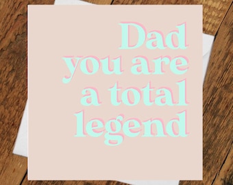 Fathers Day Card Dad Legend typography for him Gift Special grandpa from daughter son text slogan total simple