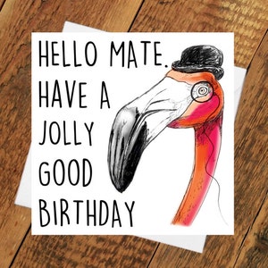 Cartão de feliz aniversário flamingo melhor amigo namorado amigo festa hora para ele cartão rosa pássaro colorido engraçado humor tendência da moda feliz