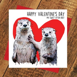 Lustige Valentines Card Otter Hälfte andere Freundin Freund Bär Tierliebe Valentinsdag Zdravko Dwynwen St. St. Valentinstag