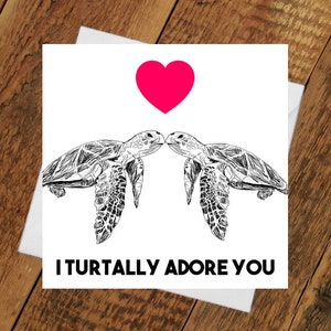 Tortue valentines Card Girlfriend petit ami partenaire anniversaire mignon écraser drôle tierliebe lui dessinant son mari femme