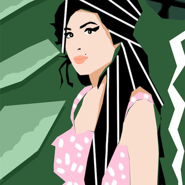 Amy Winehouse Print Art Artwork bold colour block cut out portrait icons celebrity jazz singer music fashion 30cm x 40cm A3