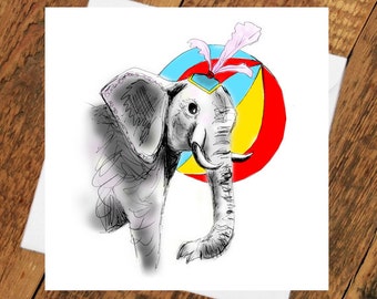 Elephant Birthday Card girlfriend circus  thank you leaving never forget celebrate trend circus bright bold special brother sister daughter