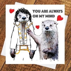 Cartão de lontra com saudades de você aniversário Elvis parceiro aniversário Presley animal fofo engraçado tierliebe esposa marido saudação dia dos namorados