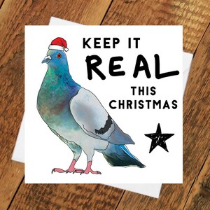 Drôle carte de Noël Pigeon garder réel Street style salutations cristmas Noël oiseau pour lui son copain de mate meilleure amie