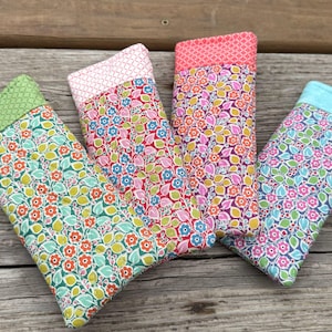 Floral Quilted Sunglass Case: Magnetic Snap Eyeglass Protector