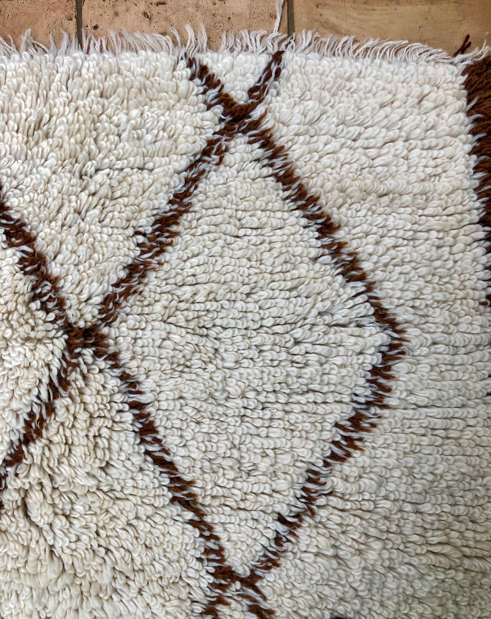 Large Moroccan Berber Rug Looped Pile Carpet Handwoven Brown Etsy