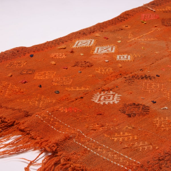 Sunset - Orange small vintage Turkish kilim rug