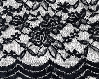 Tela de encaje negra vendida cortada a medida, disponible en 3 yardas