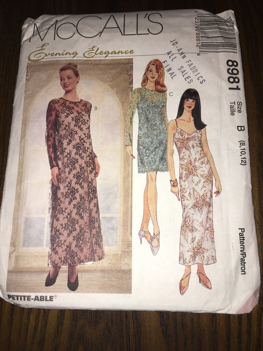 Mccall's 8981 Lace Dress Sewing Pattern Sizes 812 Etsy