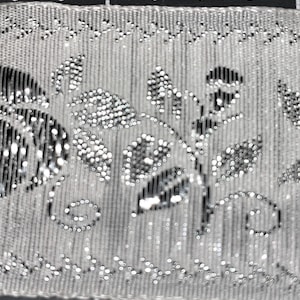 White and Metallic Silver Woven Ribbon Trim