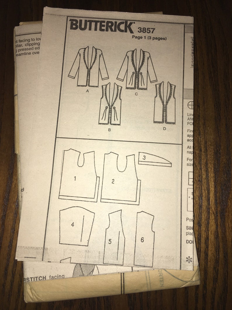 Coat, Vest and Jacket Sewing Patterns - Butterick 3857 and Simplicity ...