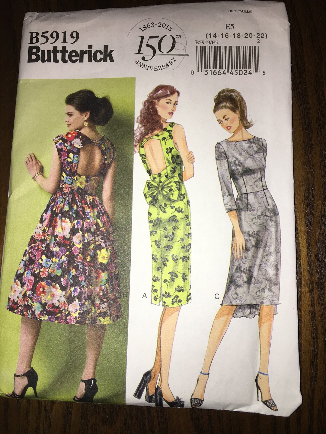 Butterick Misses Vintage Styled Dress Sewing Pattern 5919 Sizes 14-22 ...