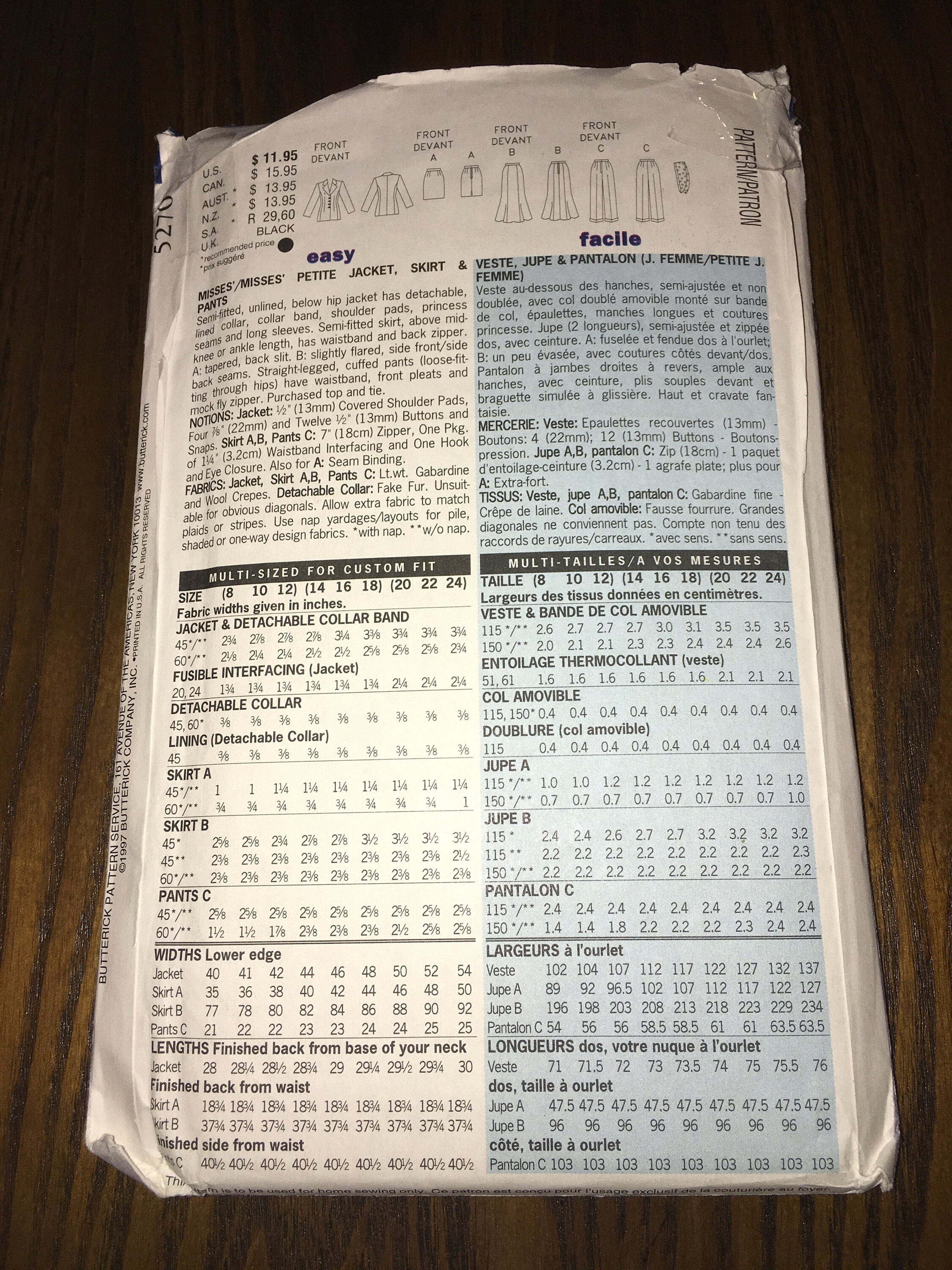Three Vintage, Uncut Coordinates and Suit Patterns - Essence