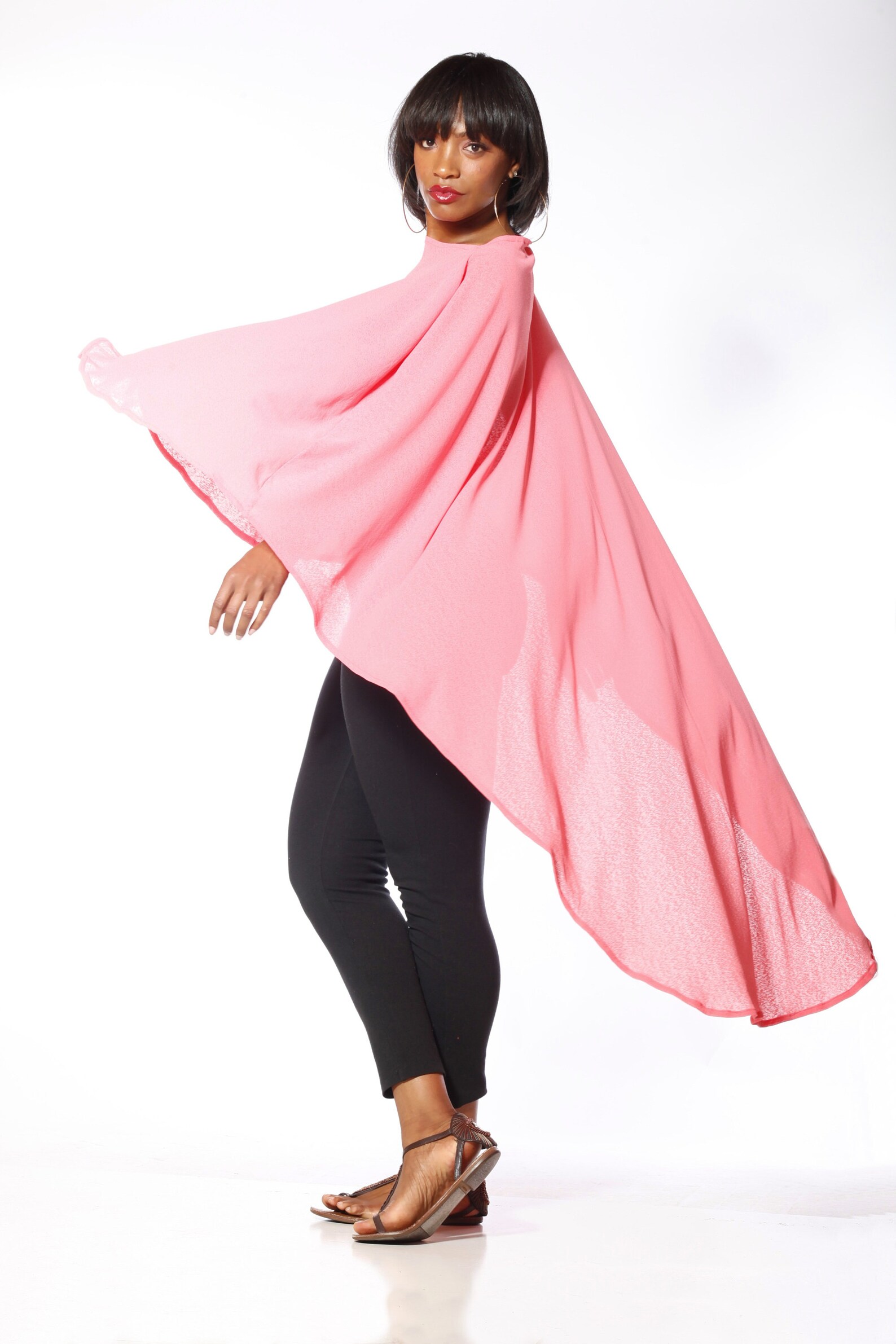 Knit Cape High/low Hemline in Apricot Etsy