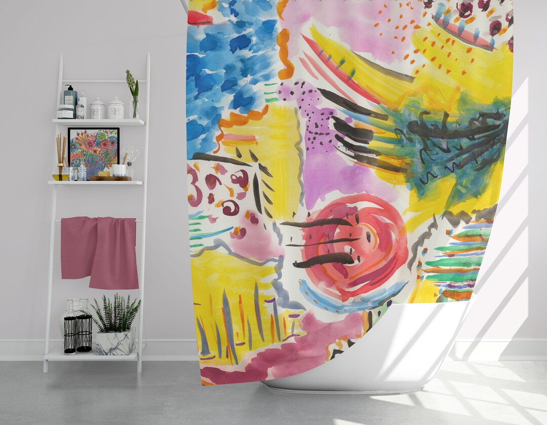 Watercolor Shower Curtain Unique Shower Curtains Painted Etsy
