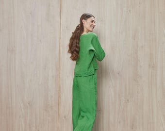 LINEN SET WOMEN includs linen blouse and shorts or palazzo pants