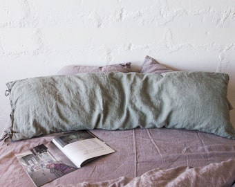 Funda de almohada de lino con corbatas EMBARAZO PILLOW SHAM funda de almohada corporal Funda de almohada corporal, Funda de almohada corporal, almohada lumbar de lino