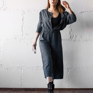 linen xl jumpsuit women ,women linen clothing,  BUTTON LINEN JUMPSUIT women, white jumpsuit, jumpsuit women vintage, plus size jumpsuit