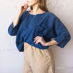 LINEN CROP TOP, linen tops for women, linen tops for plus sizes, long sleeve linen tops, womens linen top, linen top ivory, linen top crop