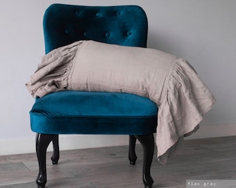 Linen Bolster Pillow Cover with Ruffle - Handmade