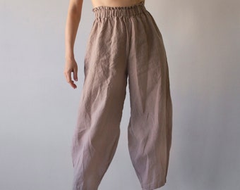 LINEN PANTS / 100% linen turkish-style pants/ indian pants / wide pants linen/ baggy linen pants / linen woman pants / linen loose pants