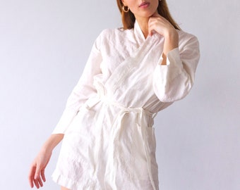 LINEN ROBES, short robe above the knee, bridesmaid robe, bridal robe, bridesmaid robe, bridesmaid robes, bridal robes, wedding, white robe